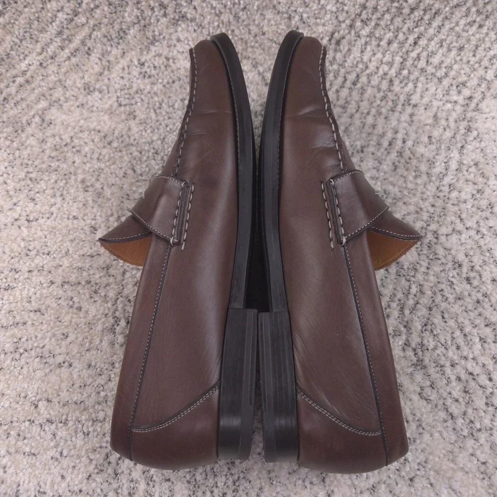 Santoni Loafers Mens Size 11 EE 12US Penny Slip On Brown Leather Made In Italy
